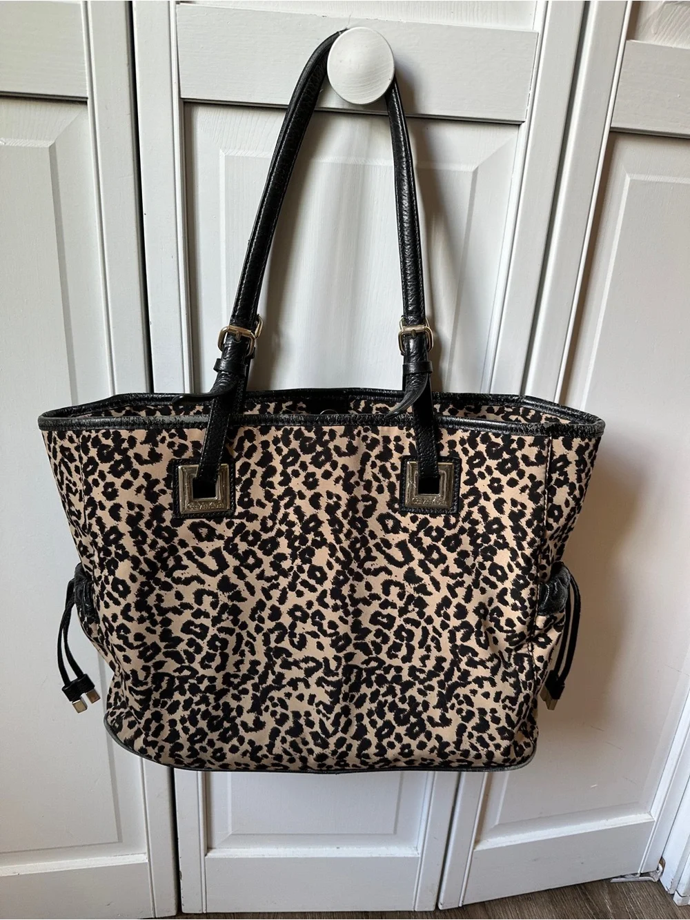 Calvin Klein Leopard Print Nylon Drawstring Tote Bag Handbag – GUC